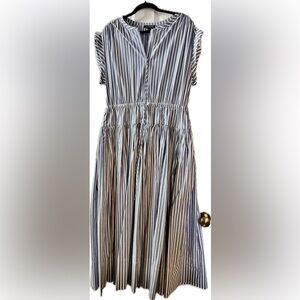 J Crew Striped Blue and White Midi Dress